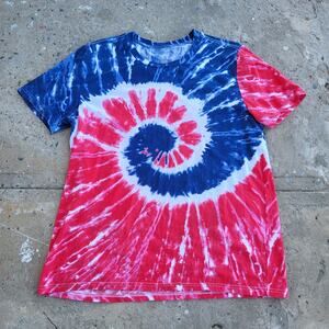 City Streets Tie Dye T Shirt Size XL Red White Blue Casual Hippie Indie Festival